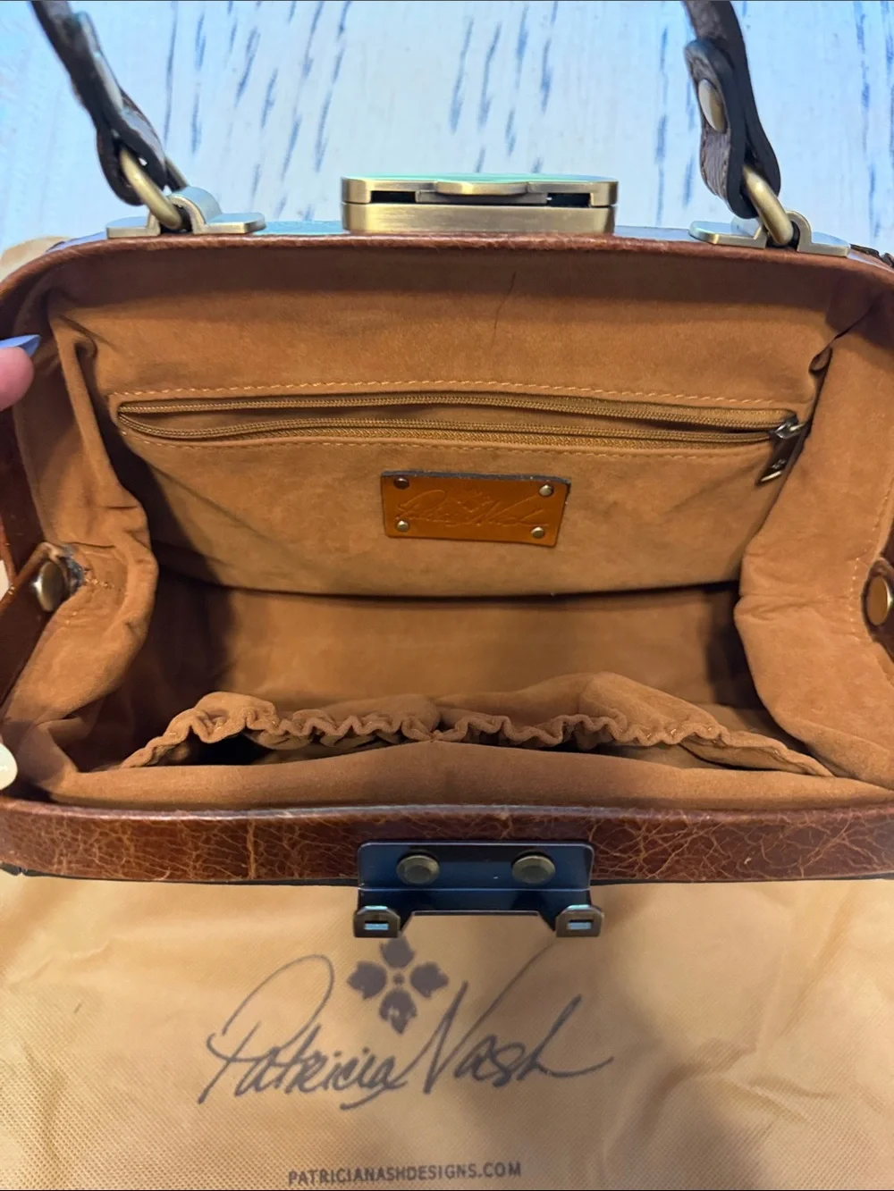 Patricia Nash Multicolor Floral Leather Frame Satchel with Top Handle